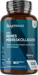 WeightWorld Meereskollagen Typ I Kapseln mit 1170 mg NatiCol pro Dosis, 120 Kapseln, glutenfrei und laktosefrei – Bild 1 von 1