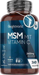 WeightWorld MSM mit Vitamin C Tabletten vegan glutenfrei laktosefrei 360 Stück – Bild 1 von 4