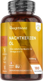 WeightWorld Nachtkerzenöl Kapseln vegan glutenfrei laktosefrei 180 Stück – Bild 1 von 3