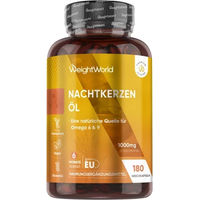 Produktbild von WeightWorld Nachtkerzenöl Kapseln vegan glutenfrei laktosefrei 180 Stück