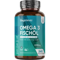 Produktbild von WeightWorld Omega-3 Fischöl Kapseln 240 Stück glutenfrei und laktosefrei ohne Zusatzstoffe