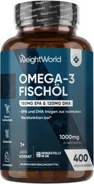 WeightWorld Omega 3 Fischöl Kapseln glutenfrei laktosefrei und ohne Zusatzstoffe – Bild 1 von 2