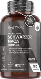 WeightWorld Schwarzer Maca Komplex Kapseln Vegan 180 Stück – Bild 1 von 3