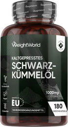 WeightWorld Schwarzkümmelöl Kapseln 1000 mg vegan und glutenfrei 180 Kapseln – Bild 1 von 1