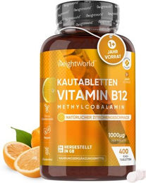 WeightWorld Vitamin B12 Lutschtabletten mit 1000 µg Methylcobalamin vegan – Bild 1 von 1
