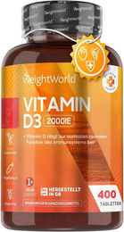 WeightWorld Vitamin D3 2000 I.E. Tabletten vegetarisch glutenfrei laktosefrei ohne Zusatzstoffe – Bild 1 von 3