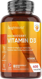 WeightWorld Vitamin D3 4000 IE Tabletten vegetarisch glutenfrei laktosefrei ohne Zusatzstoffe – Bild 1 von 2