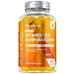 WeightWorld Vitamin D3 Gummis 4000 IE vegetarisch und glutenfrei 120 Stück – Bild 1 von 3