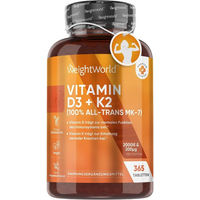 Produktbild von WeightWorld Vitamin D3 K2 2000 IE Tabletten vegan für Männer und Frauen 365 Stück