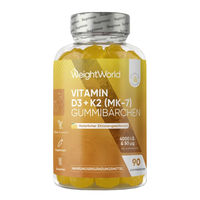 Produktbild von WeightWorld Vitamin D3 + K2 MK-7 Gummis vegetarisch und glutenfrei für Erwachsene 90 Stück