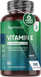 WeightWorld Vitamin E Kapseln vegan glutenfrei laktosefrei 180 Stück – Bild 1 von 3