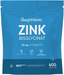 WeightWorld Zink Bisglycinat 400 mg Tabletten vegan und glutenfrei – Bild 1 von 1