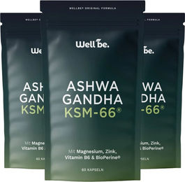 wellbe Ashwagandha KSM-66 mit Magnesium, Zink und Vitamin B6 vegan Kapseln – Bild 1 von 4