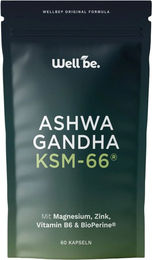wellbe Ashwagandha KSM-66 mit Magnesium, Zink und Vitamin B6 vegan Kapseln – Bild 1 von 4