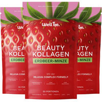 Produktbild von wellbe Beauty Kollagen Pulver Erdbeer-Minze mit Rejuva Complex Typ I II III Rind 250 g