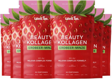 wellbe Beauty Kollagen Pulver Erdbeer-Minze mit Rejuva Complex Typ I II III Rind 250 g – Bild 1 von 4