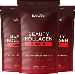 Wellbe Beauty Kollagen Pulver Kirsche mit Rejuva Complex Formel, hochdosiertes Kollagen Hydrolysat mit Biotin, Zink, Vitamin C und Hyaluron, 750 g – Bild 1 von 7