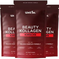 Produktbild von Wellbe Beauty Kollagen Pulver Kirsche mit Rejuva Complex Formel, hochdosiertes Kollagen Hydrolysat mit Biotin, Zink, Vitamin C und Hyaluron, 750 g