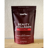 Produktbild von Wellbe Beauty Kollagen Pulver Kirsche mit Rejuva Complex, hochdosiert mit Kollagen Hydrolysat, Biotin, Zink, Vitamin C und Hyaluron, zuckerfrei und glutenfrei, 250 g