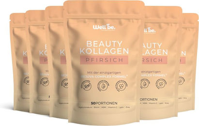 wellbe Beauty Kollagen Pulver Pfirsich mit Rejuva Complex Typ I Typ II Typ III 250 g – Bild 1 von 1
