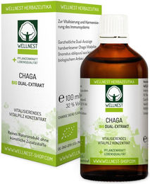 Wellnest Bio Chaga Dual-Extrakt Inonotus obliquus Vitalpilz Tropfen vegan ohne Zusatzstoffe 100 ml – Bild 1 von 2