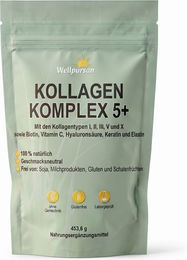 Wellpursan Kollagen-Komplex 5+ Pulver mit Typ I, II, III, V & X, Keratin, Hyaluronsäure und Biotin, glutenfrei und ohne Zusatzstoffe – Bild 1 von 3