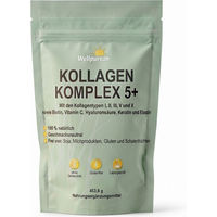 Produktbild von Wellpursan Kollagen-Komplex 5+ Pulver mit Typ I, II, III, V & X, Keratin, Hyaluronsäure und Biotin, glutenfrei und ohne Zusatzstoffe