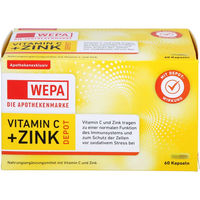 Produktbild von WEPA Vitamin C und Zink Kapseln mit Ascorbinsäure, 60 Stück, vegan, zuckerfrei, laktosefrei und glutenfrei