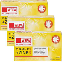 Produktbild von WEPA Vitamin C und Zink Kapseln mit Ascorbinsäure und Zinkgluconat, vegan, zuckerfrei, laktosefrei und glutenfrei, 180 Kapseln