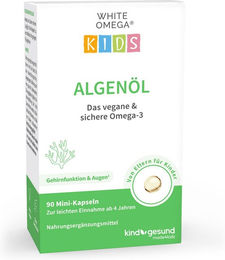 WHITE OMEGA Kids Omega 3 Algenöl Kapseln vegan zuckerfrei 90 Stück – Bild 1 von 1