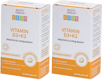 WHITE OMEGA Kids Vitamin D3+K2 Kapseln zuckerfrei und ohne Zusatzstoffe für Kinder – Bild 1 von 1