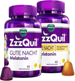 Wick Pharma ZzzQuil Gute Nacht Melatonin Gummis Mango-Banane glutenfrei und laktosefrei 120 Stück – Bild 1 von 2