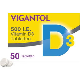 WICK Vigantol Vitamin D3 Tabletten für Kinder und Erwachsene 500 I.E. 50 Stück – Bild 1 von 2