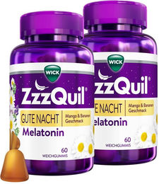 Wick ZzzQuil Gute Nacht Melatonin Gummis Mango-Banane laktosefrei und glutenfrei 120 Stück – Bild 1 von 2