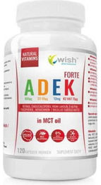 WISH ADEK Vitamin-Kombination mit Vitamin A, D3, E und K2 MK-7 in MCT-Öl, 120 Kapseln, zuckerfrei und glutenfrei – Bild 1 von 1