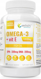 Wish Pharmaceutical Omega-3 mit Vitamin E 90 Kapseln ohne Zusatzstoffe für Erwachsene und Sportler – Bild 1 von 1