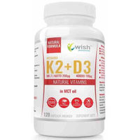 Produktbild von Wish Pharmaceutical Vitamin K2 MK-7 2000 µg und Vitamin D3 100 µg 4000 IU in MCT Öl, 120 Kapseln, ohne Zusatzstoffe