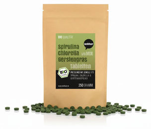 Wohltuer Superfood-Mischung Spirulina Chlorella Gerstengras Bio Vegan Tabletten 250g – Bild 1 von 2