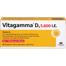 Wörwag Pharma Vitagamma D3 5600 IE Tabletten 20 Stück laktosefrei und glutenfrei – Bild 1 von 2