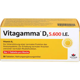 Wörwag Pharma Vitagamma Vitamin D3 5600 I.E. Tabletten 50 Stück laktosefrei und glutenfrei – Bild 1 von 2