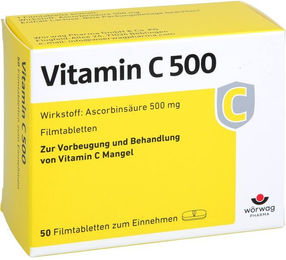 Wörwag Pharma Vitamin C Ascorbinsäure 500 mg Tabletten 50 Stück – Bild 1 von 2