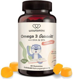 WOWTAMINS Omega 3 Gummis für Kinder vegan zuckerfrei glutenfrei laktosefrei – Bild 1 von 1