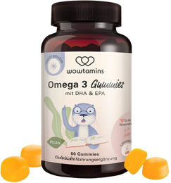 WOWTAMINS Omega 3 Gummis vegan für Kinder und Erwachsene ohne Gelatine glutenfrei und laktosefrei – Bild 1 von 1