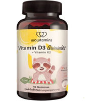 Produktbild von WOWTAMINS Vitamin D3 + K2 Gummis vegan und zuckerfrei für Kinder und Erwachsene