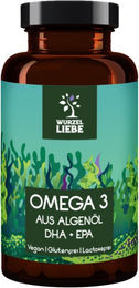 WURZELLIEBE Omega 3 Algenöl Kapseln vegan mit DHA und EPA 1000 mg Tagesdosis glutenfrei und laktosefrei – Bild 1 von 3