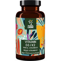 Produktbild von WURZELLIEBE Vitamin D3 K2 5000 IE Hochdosiert Tabletten 180 Stück vegan glutenfrei laktosefrei