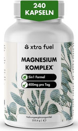 XTRA FUEL Magnesium Komplex 5-in-1 Magnesium Matrix mit Bisglycinat und L-Ascorbat Vegan Kapseln für Sportler 240 Stück – Bild 1 von 1