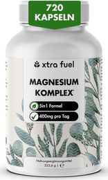 XTRA FUEL Magnesium Komplex 5-in-1 Mineral Mischung mit Bisglycinat und L-Ascorbat Vegan Kapseln für Sportler 240 Stück – Bild 1 von 1