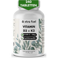 Produktbild von XTRA FUEL Vitamin D3 + K2 Tabletten hochdosiert mit 20.000 IE und 200 mcg MK-7 240 Stück