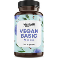 Produktbild von Yes Vegan Naturals Basic Multivitamin A-Z mit Vitamin B12, D3, Zink, Eisen und Omega 3 Kapseln vegan